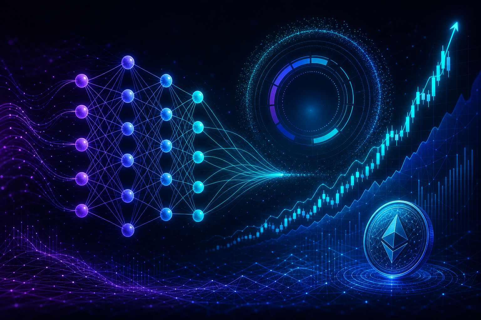 Bitcoin ML price prediction chart with confidence scores and machine learning forecast trend lines