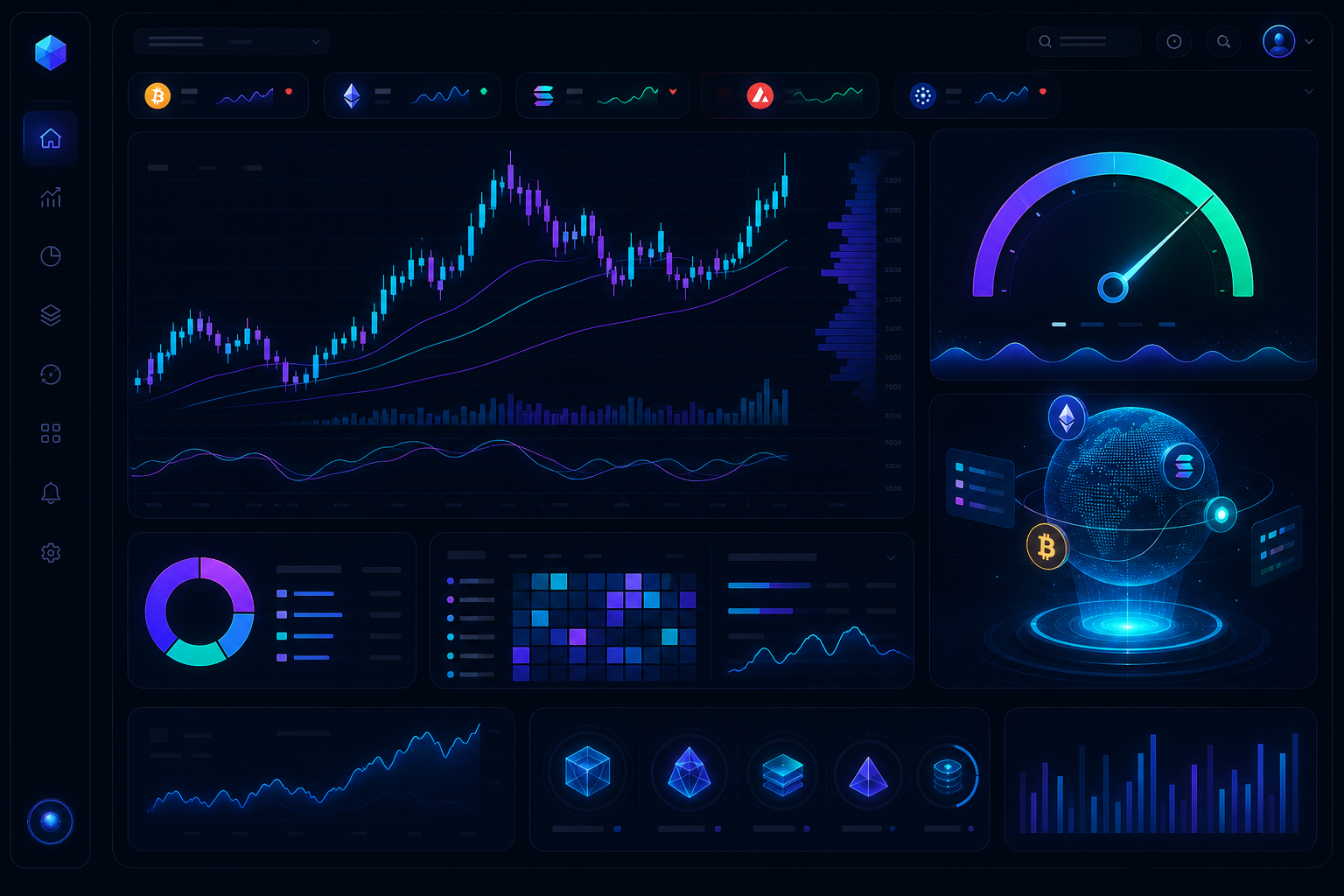 CrypDude cryptocurrency analyzer dashboard showing live Bitcoin charts, altcoin market data, and AI trading signals